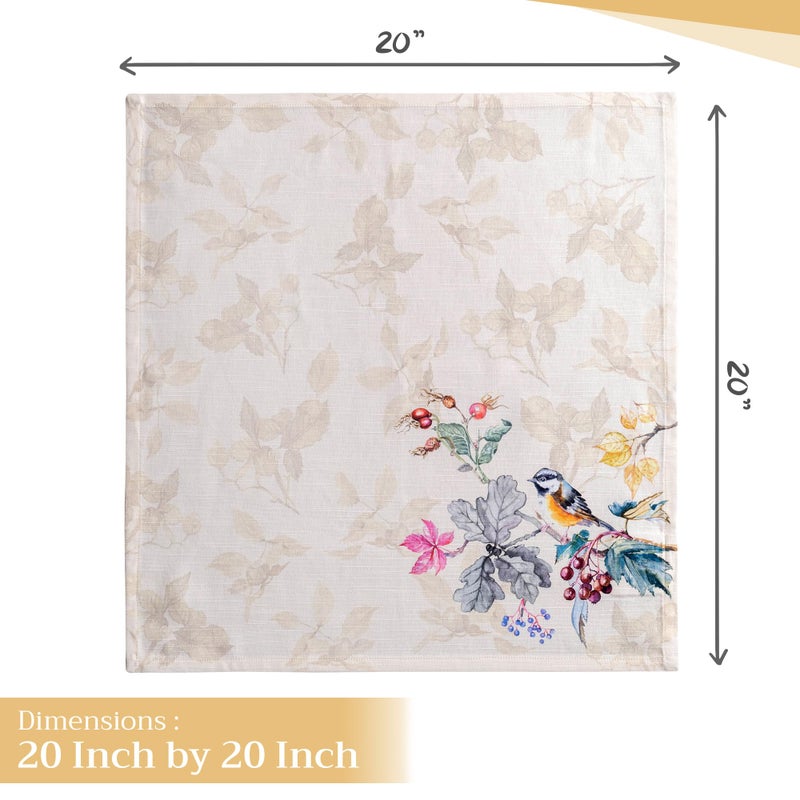 Maison d' Hermine Cloth Napkins Set of 4 100% Cotton for Thanksgiving Christmas Decorations Everyday Reusable Square Fall Napkins Cloth Washable Dinner Party (Equinoxe - Beige, 20"x20") - Image 4